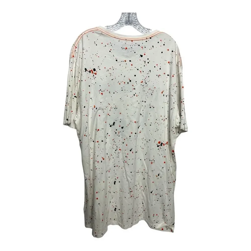 True Religion Shirt Mens XXXL White Paint Splatter Graphic Tee Cotton